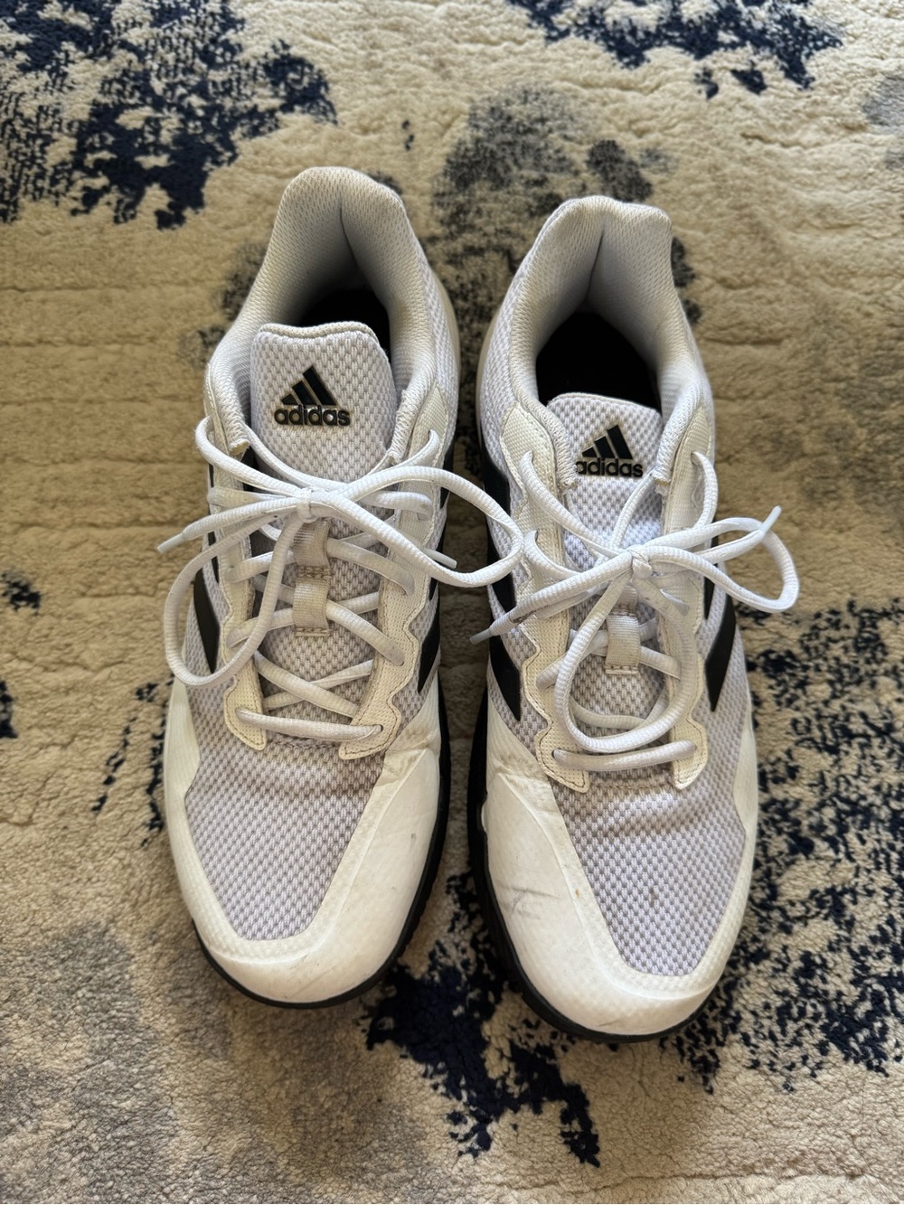 adidas White and Black Mesh Lace-Up Trainers